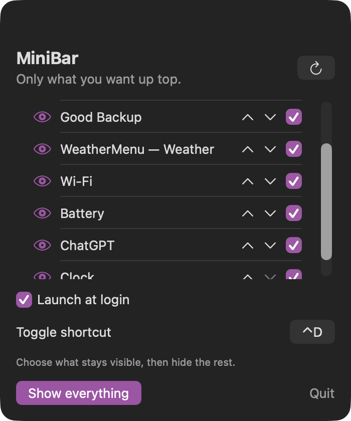 MiniBar app interface preview 1