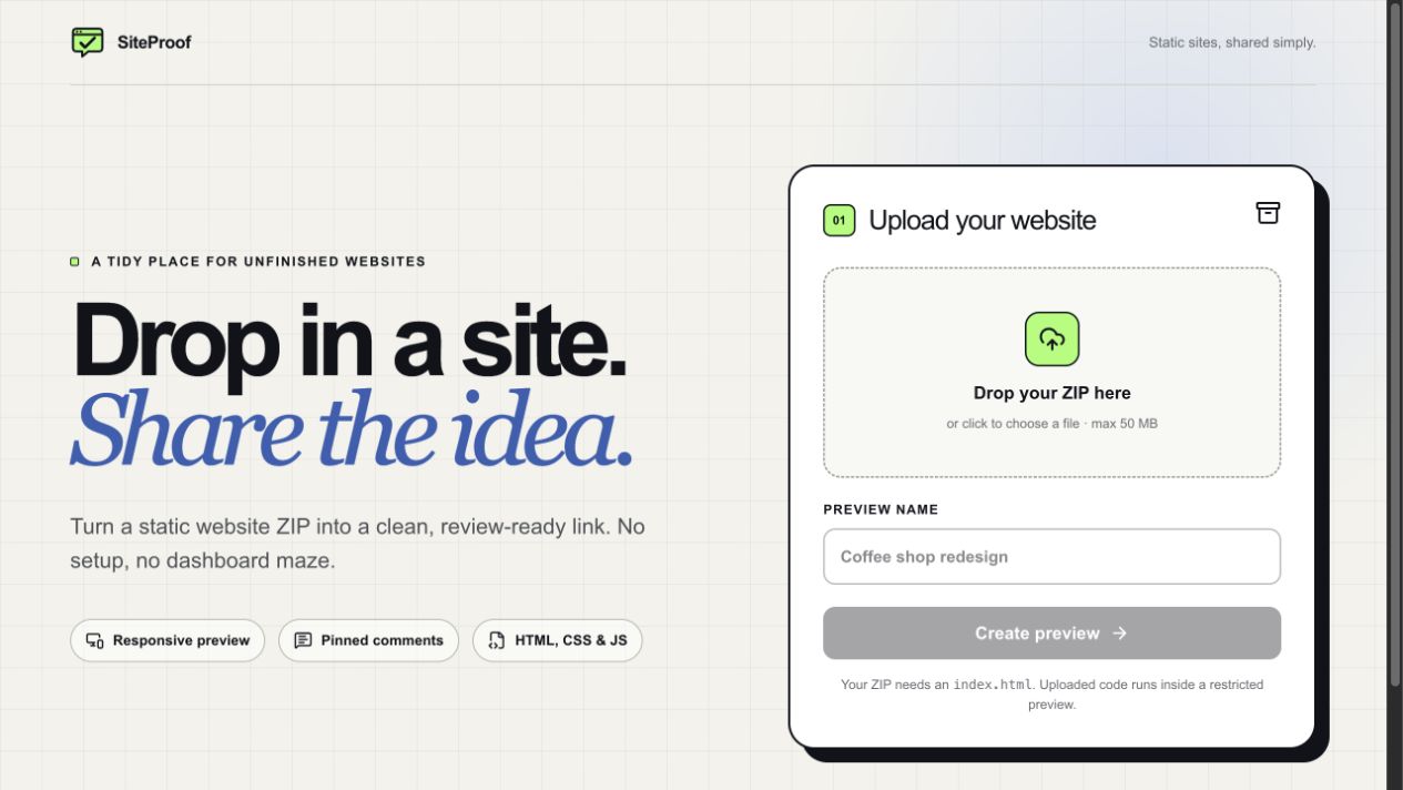 SiteProof app interface preview 1