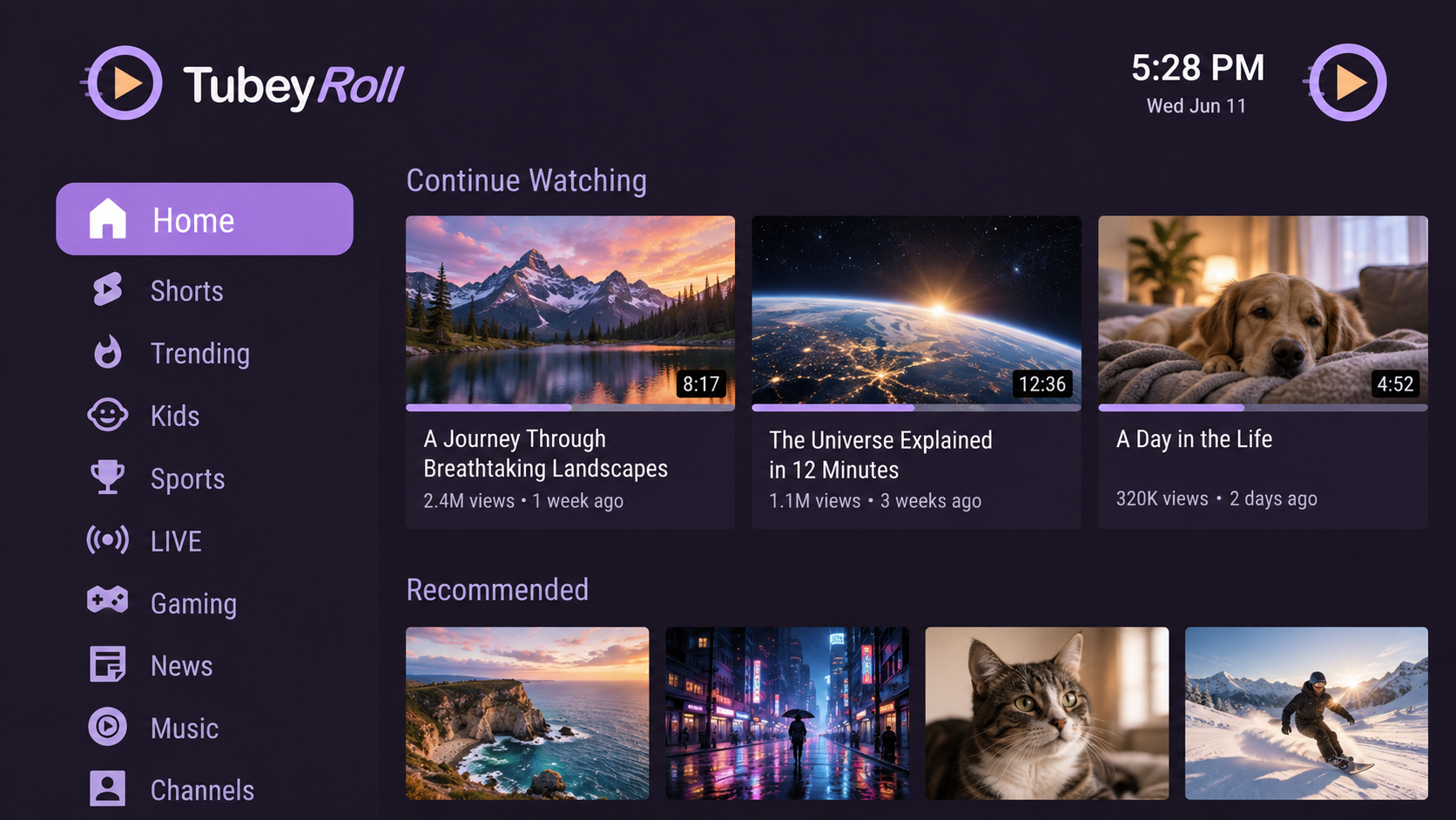 TubeyRoll app interface preview 1